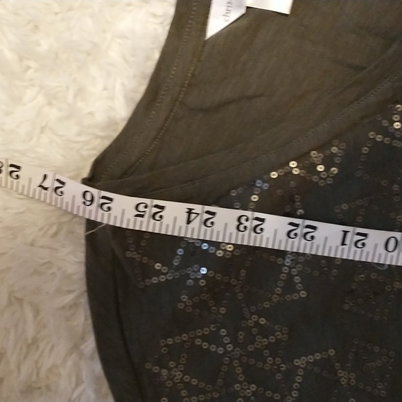 Christopher & Banks women's size XL tie waist, short capped sleeves top with seq - Picture 7 of 10